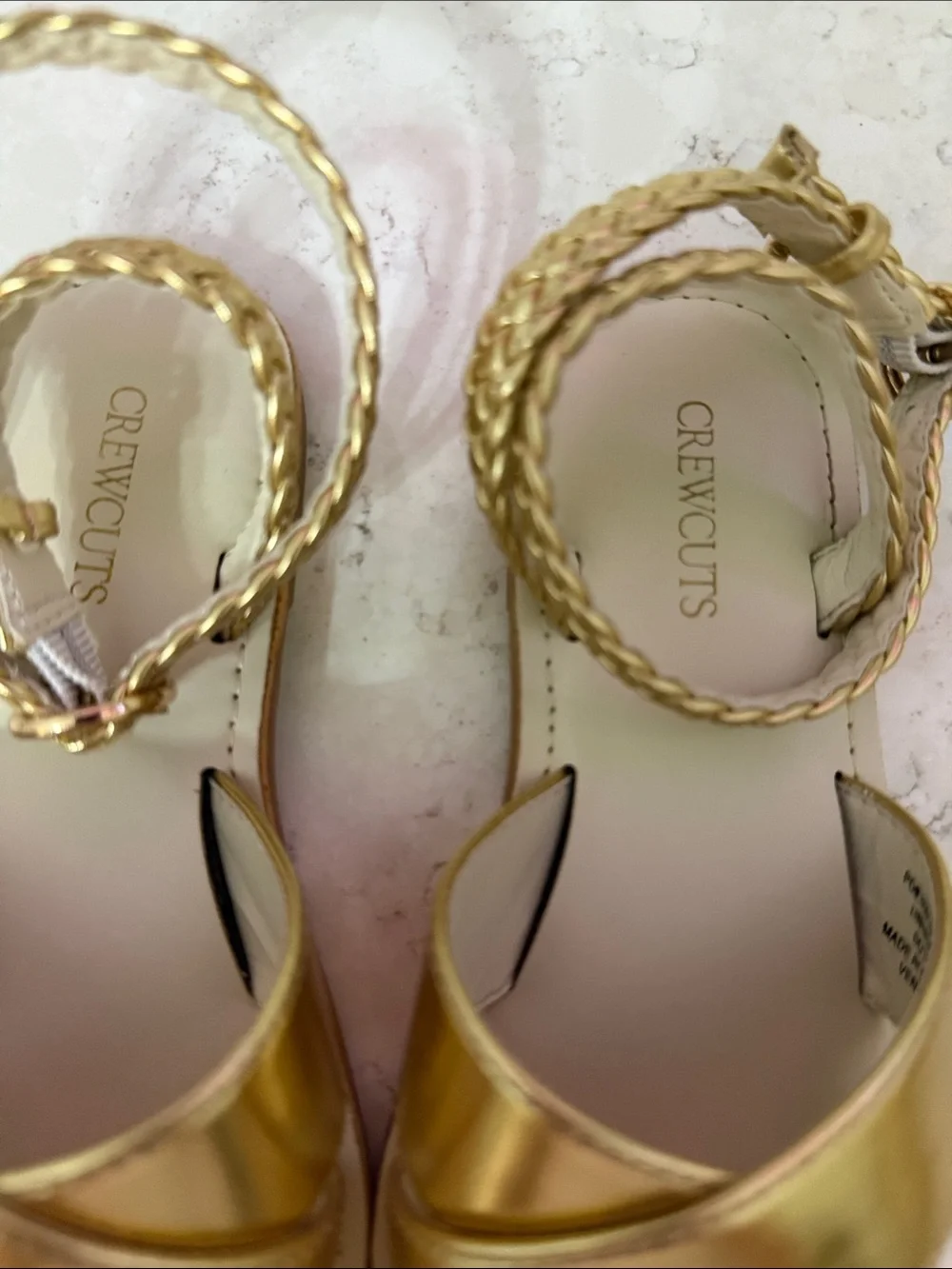Crewcuts Metallic Gold Braided-Ankle Sandals